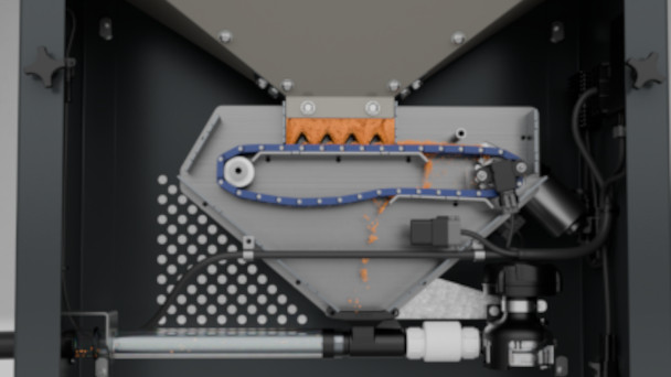 Cutaway view of HayBoss DryMax meter assembly.