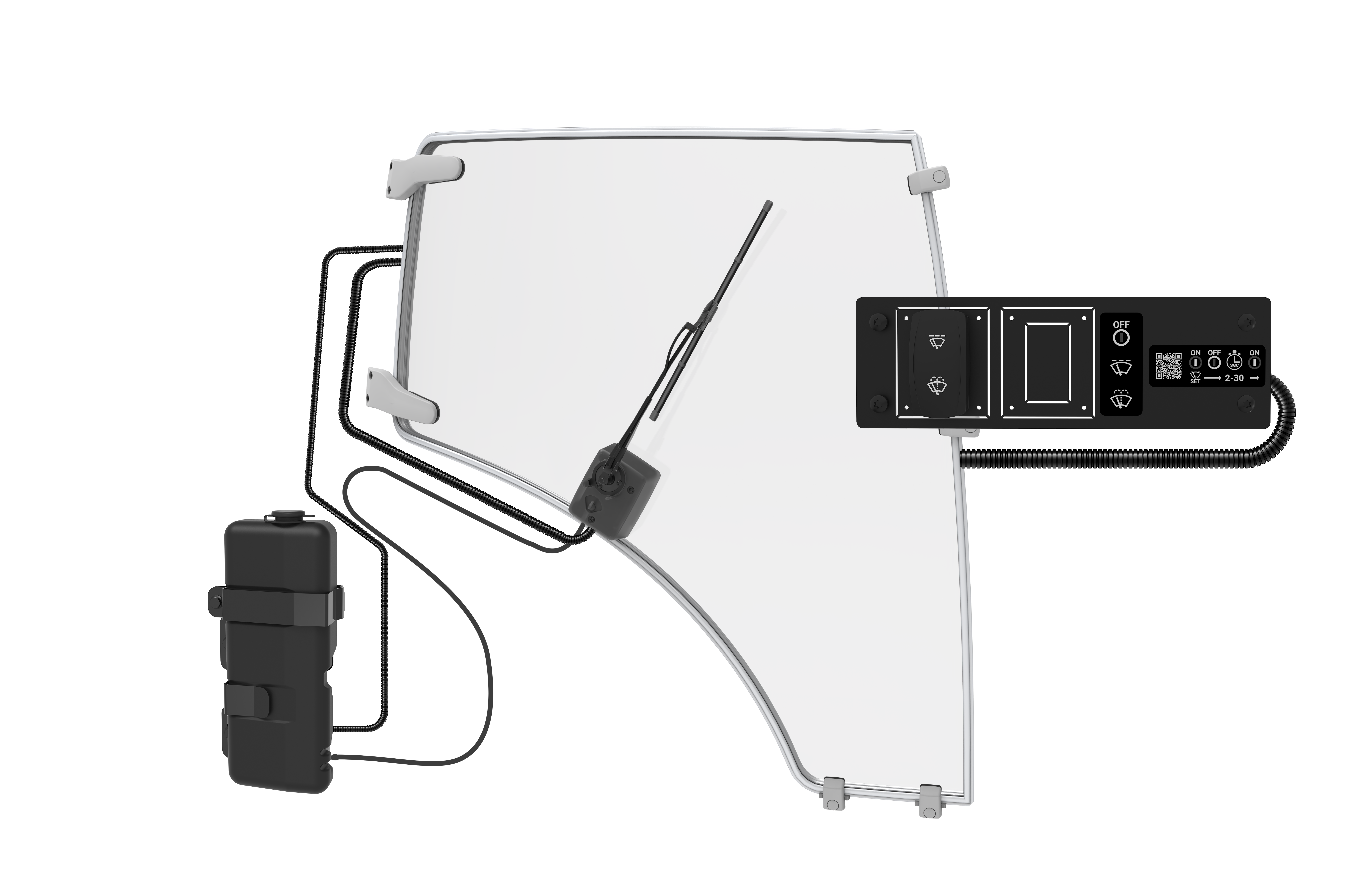 retrofittable CLEAR-Wiper glued on a vehicle Window with white background retrofittable CLEAR-Wiper glued on a vehicle Window with white background